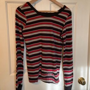 Vans Striped Long-Sleeve Shirt w/ Cutaway Back Size M